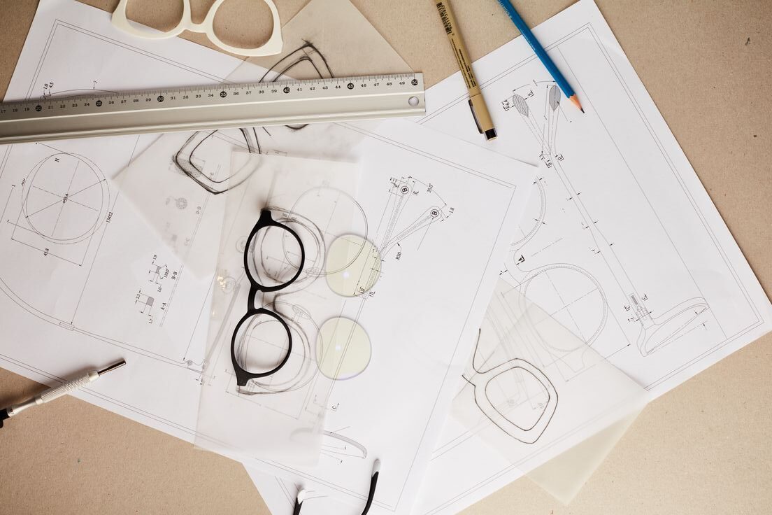 Designers sketching a new eyewear collection at Pinnacle Eyewear