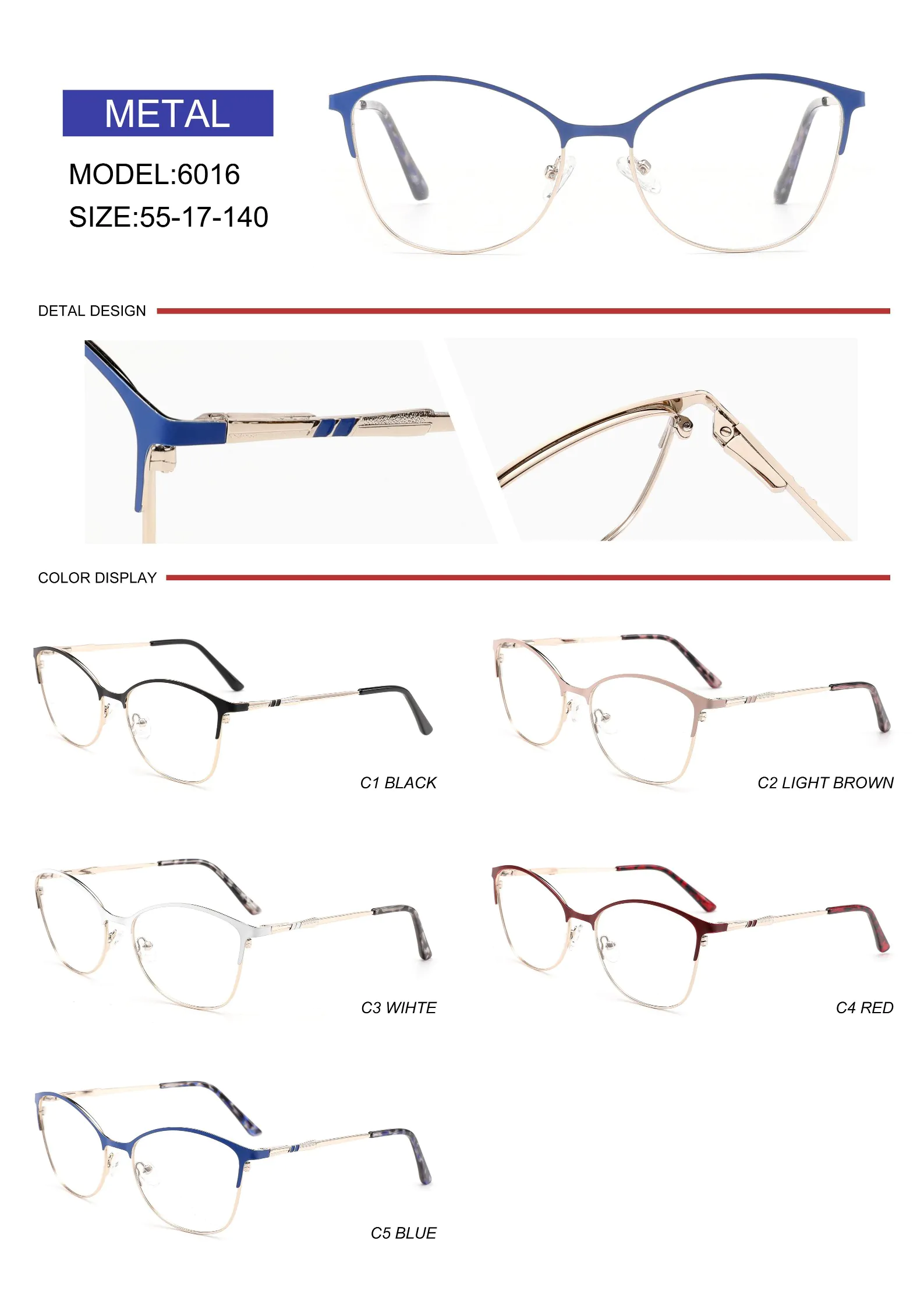 6016 Metal Eyewear Frame - Image 2